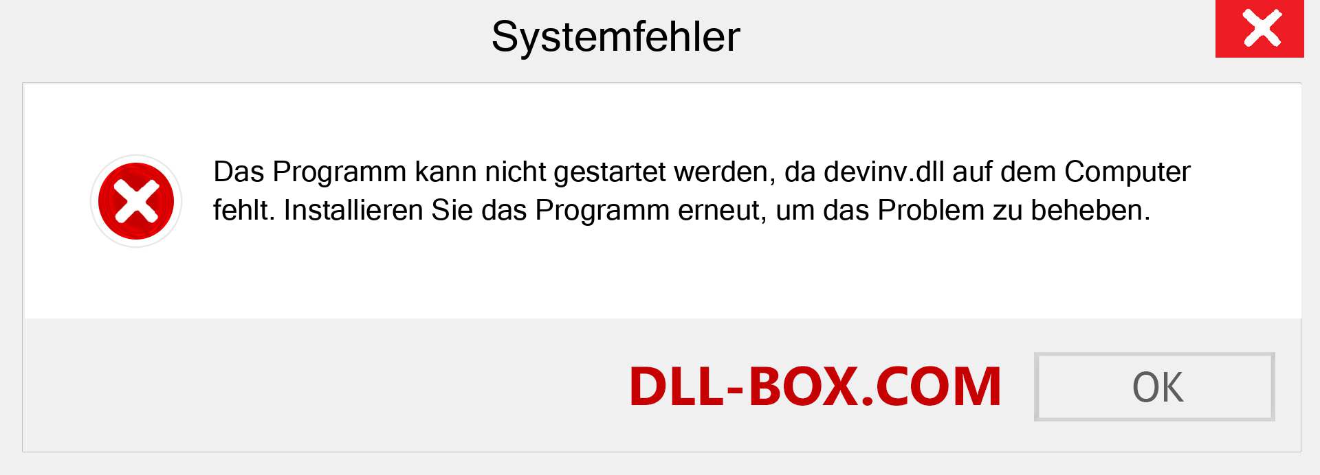 devinv.dll-Datei fehlt?. Download für Windows 7, 8, 10 - Fix devinv dll Missing Error unter Windows, Fotos, Bildern