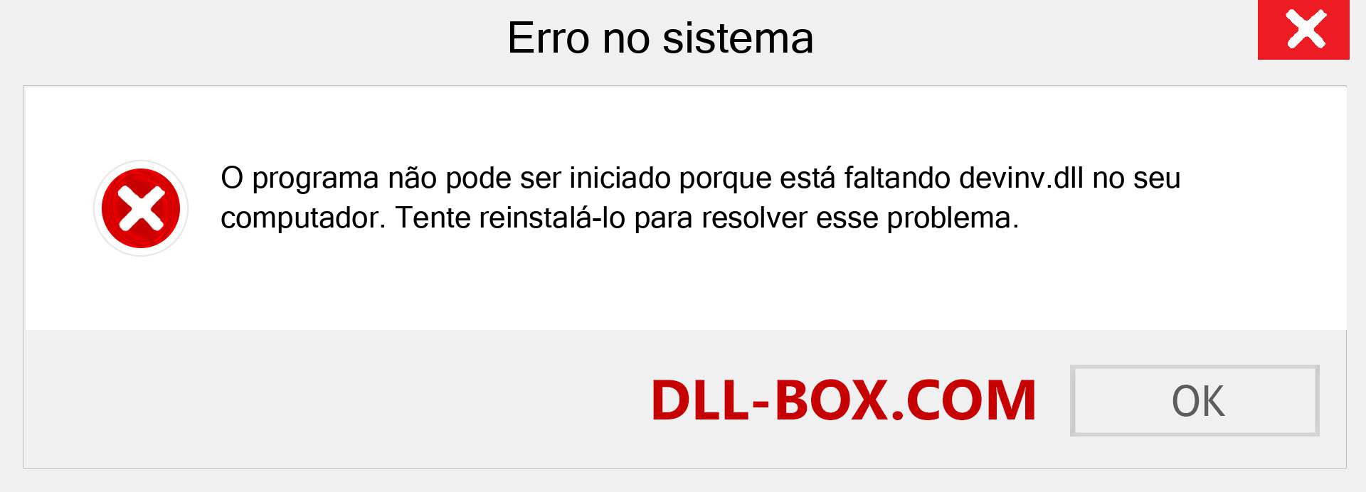 Arquivo devinv.dll ausente ?. Download para Windows 7, 8, 10 - Correção de erro ausente devinv dll no Windows, fotos, imagens